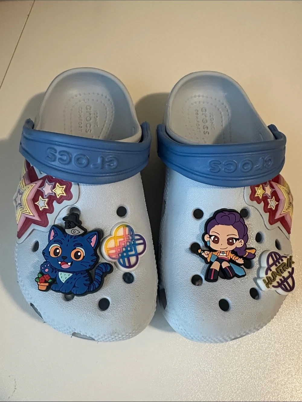 Kids blue Clogs K-pop Demon Hunter they light up